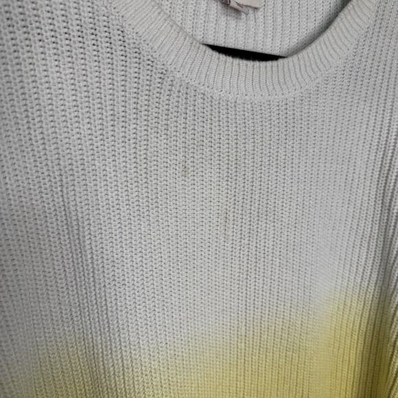 SO Womens Medium Sweater White to Yellow Ombre Knit Long Sleeve Crew Neck - Picture 3 of 6